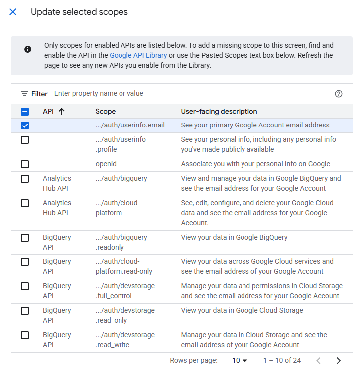 configure scopes